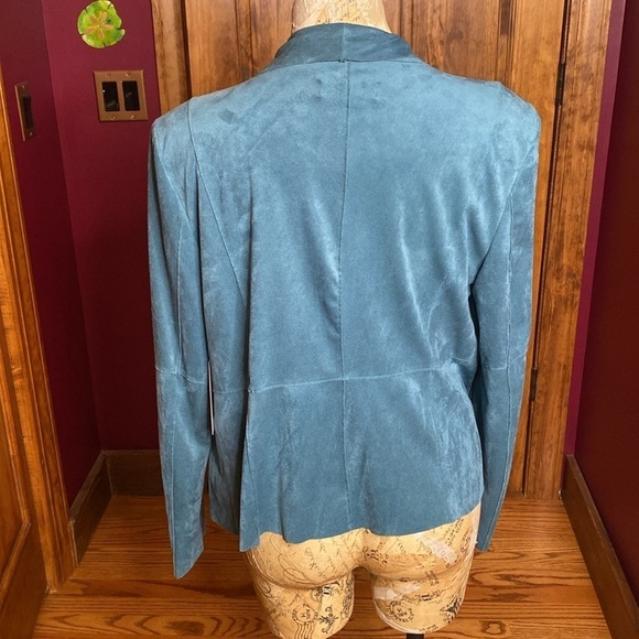 NWT Bagatelle Turquoise Teal Faux Suede Blazer Cardigan Jacket Sz L - Picture 4 of 11
